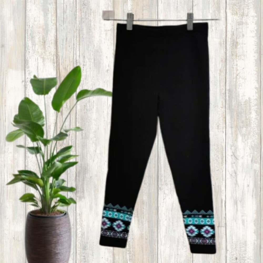 3/$25 Children black leggins pants with turquoise pattern